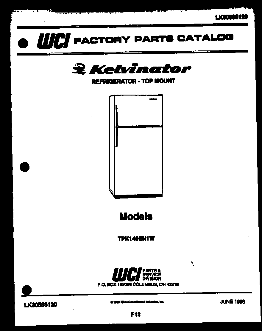 Kelvinator TPK140EN1V cover page diagram