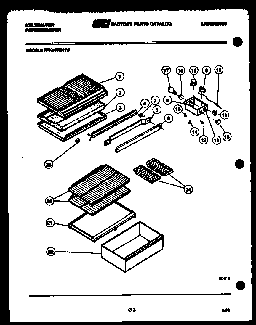 Kelvinator TPK140EN1V shelves and supports diagram