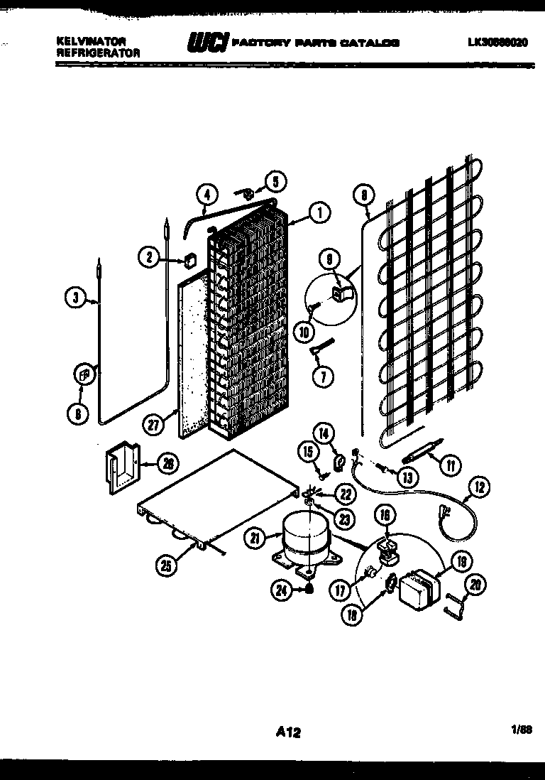 Kelvinator FMK220EN2F system and automatic defrost parts diagram