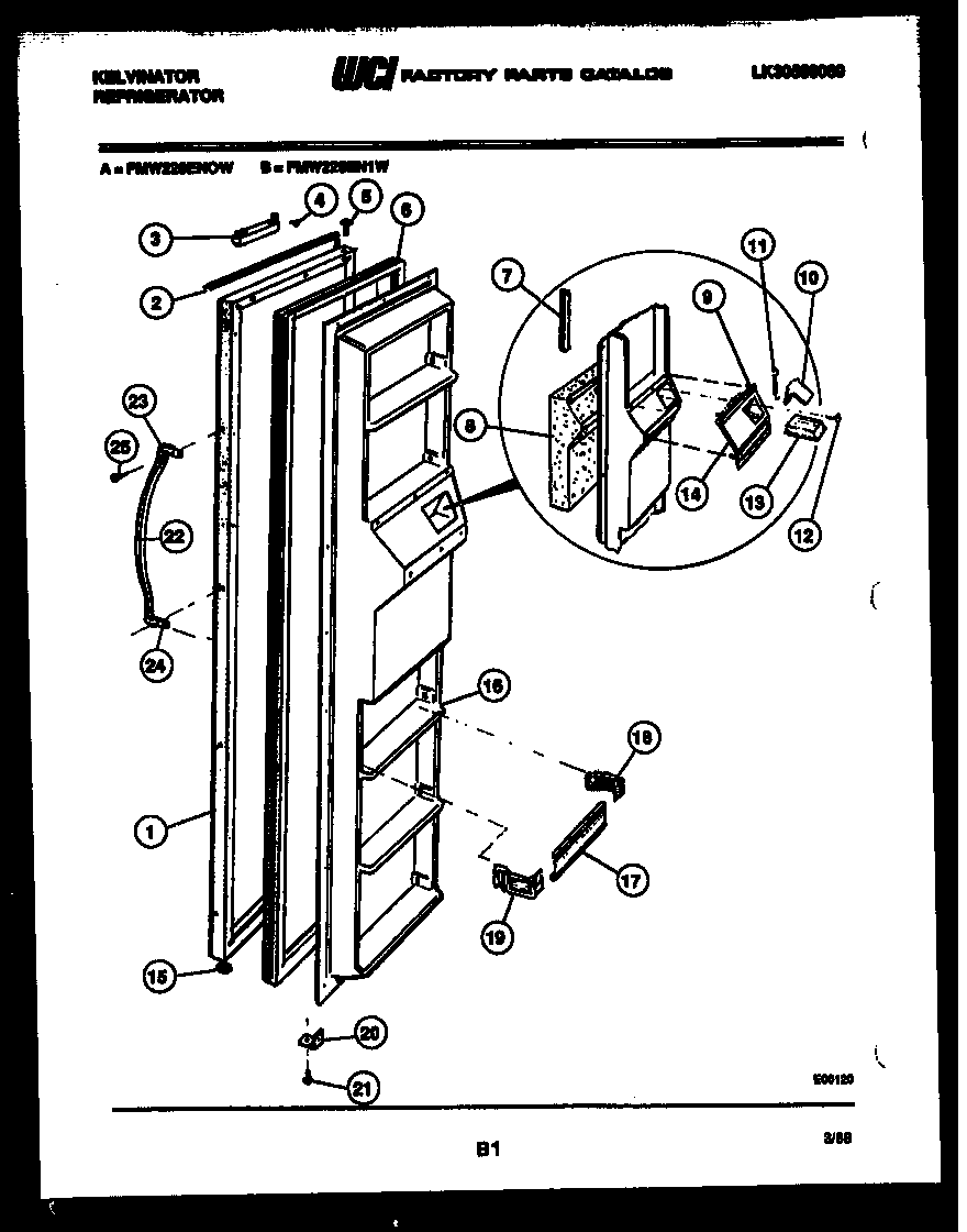 Kelvinator FMW220EN1V freezer door parts diagram