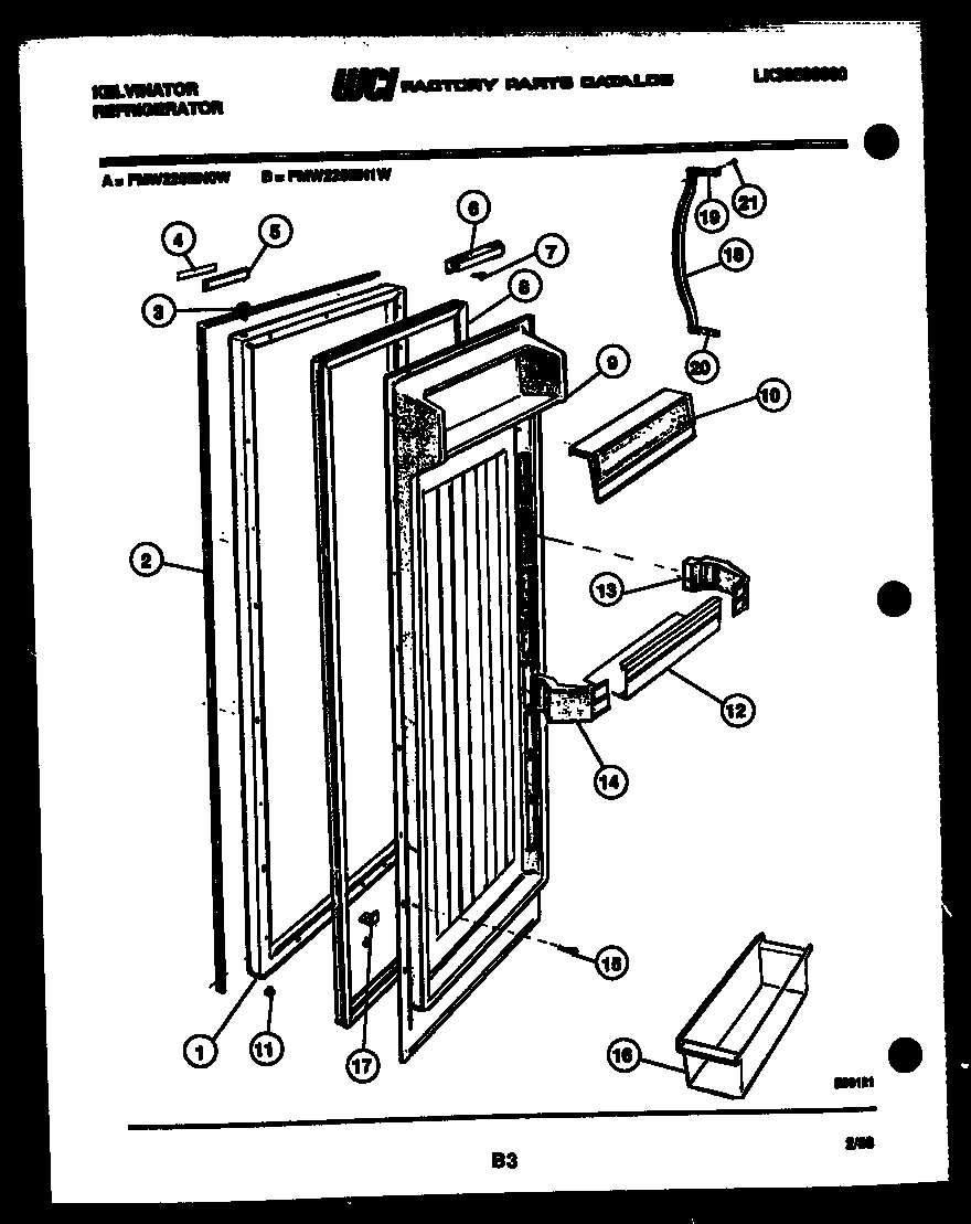 Kelvinator FMW220EN1V refrigerator door parts diagram