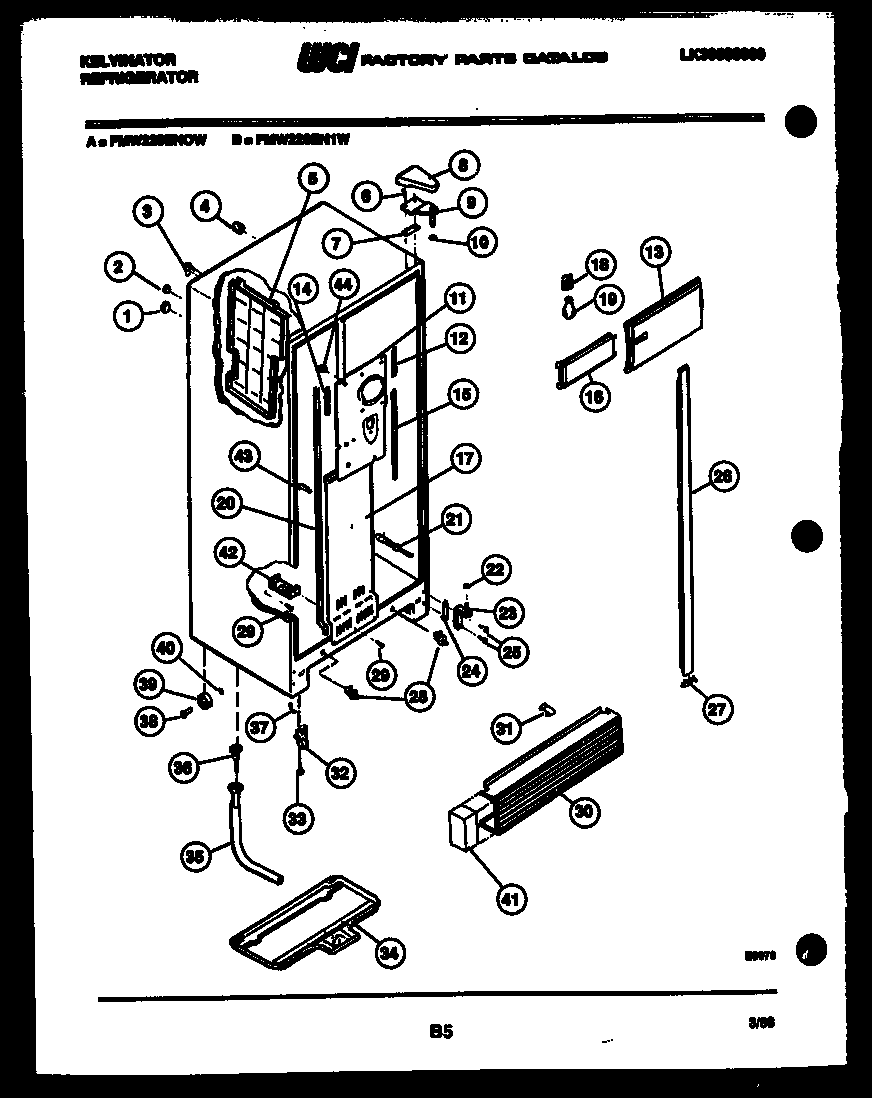 Kelvinator FMW220EN1V cabinet parts diagram