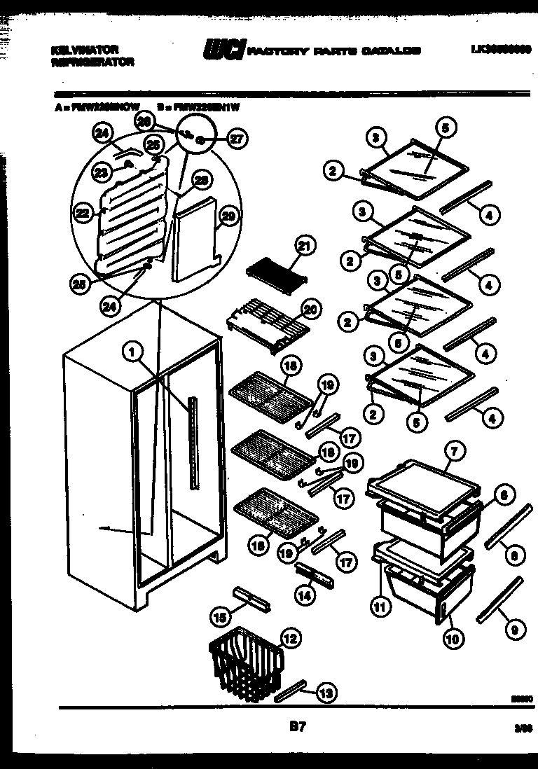 Kelvinator FMW220EN1V shelves and supports diagram