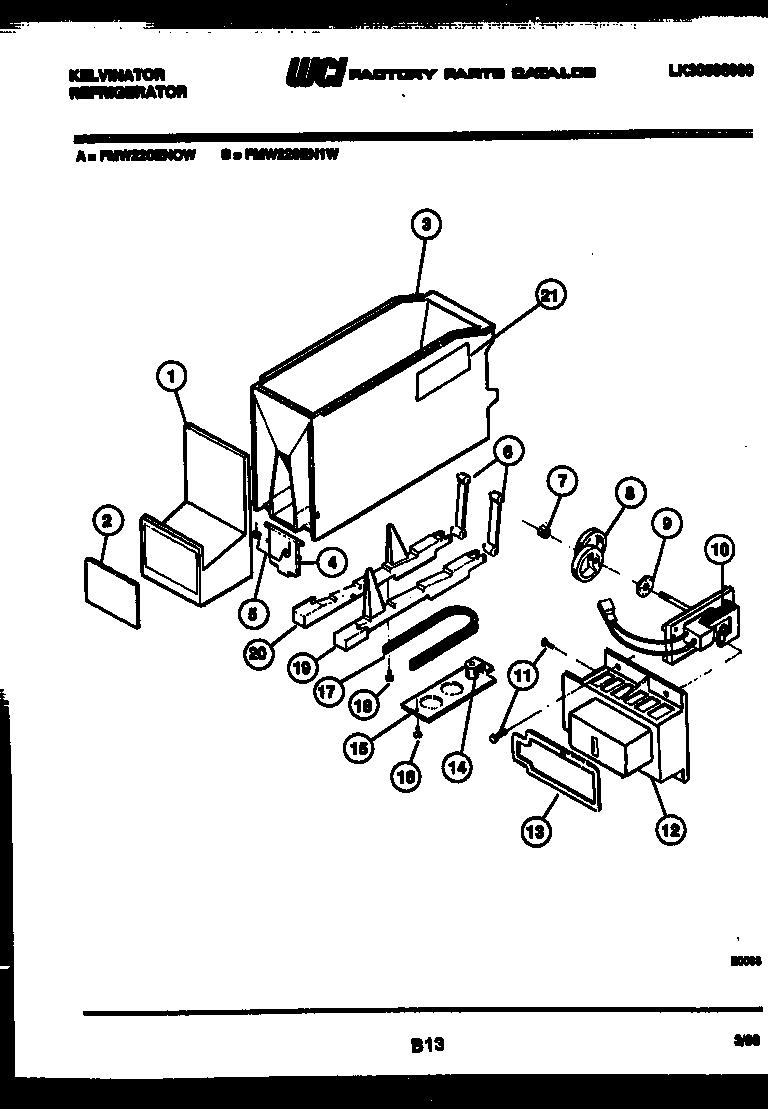 Kelvinator FMW220EN1V ice dispenser diagram