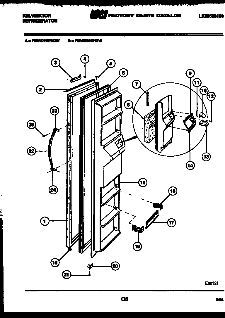 Kelvinator FMW220EN3T freezer door parts diagram