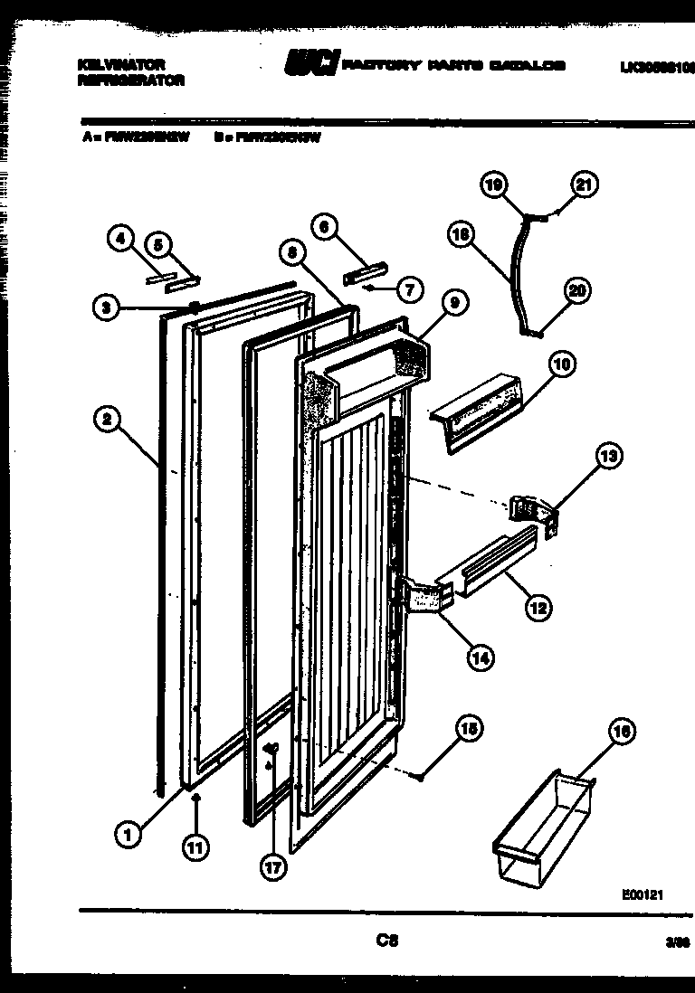 Kelvinator FMW220EN3T refrigerator door parts diagram