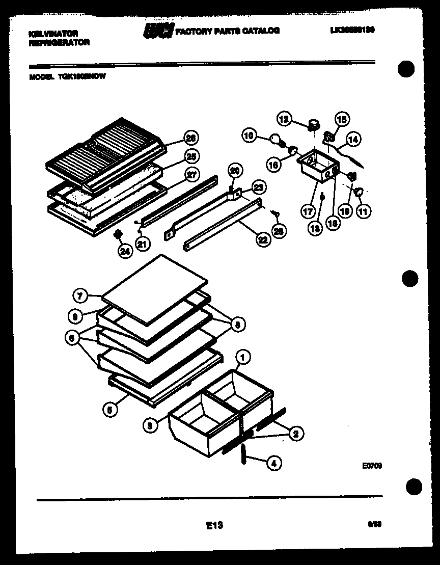 Kelvinator TGK180EN0D shelves and supports diagram