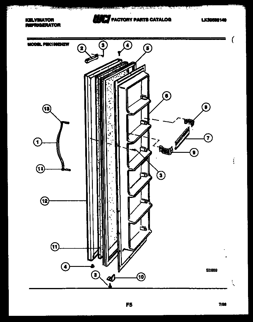 Kelvinator FSK190EN2D door parts diagram