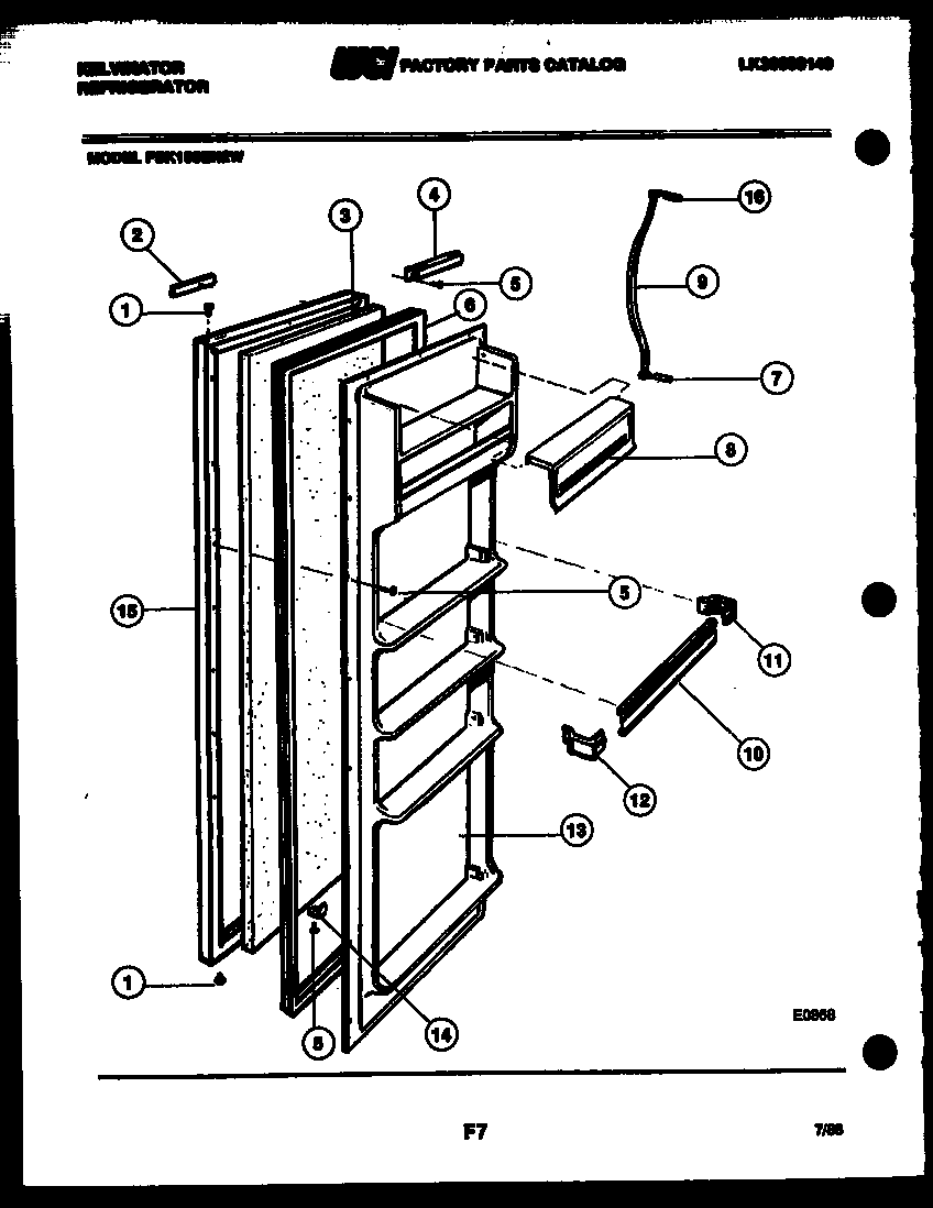 Kelvinator FSK190EN2D door parts diagram