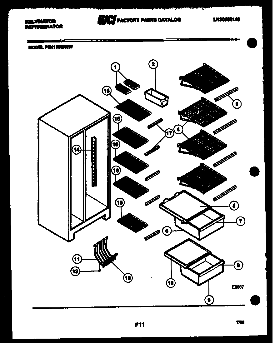 Kelvinator FSK190EN2D shelves and supports diagram