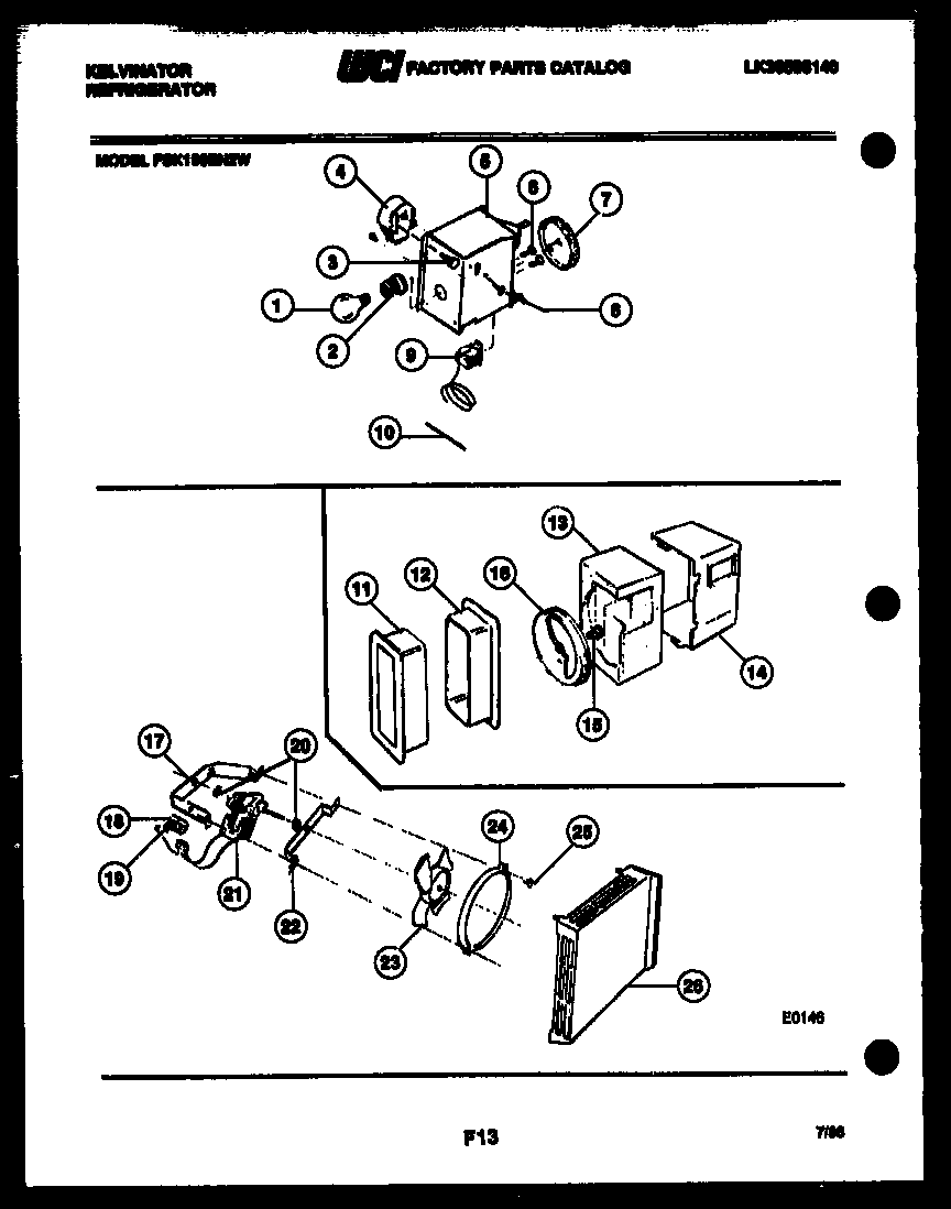 Kelvinator FSK190EN2D refrigerator control assembly, damper control assembly and f diagram