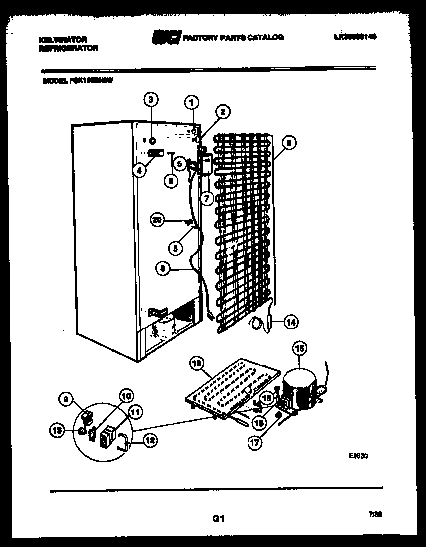 Kelvinator FSK190EN2D system and automatic defrost parts diagram