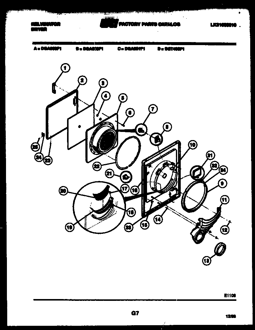 Kelvinator DGA500F1T door parts diagram