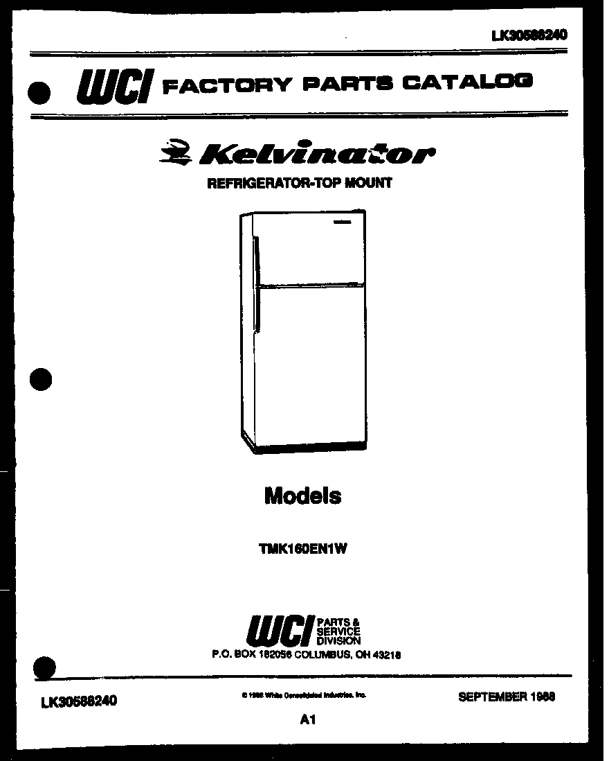 Kelvinator TMK160EN1W cover page diagram