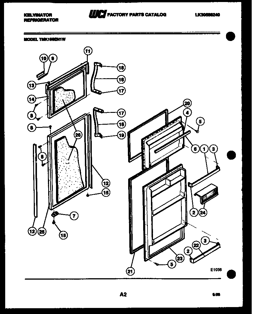 Kelvinator TMK160EN1W door parts diagram