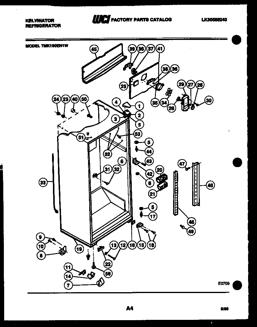 Kelvinator TMK160EN1W cabinet parts diagram
