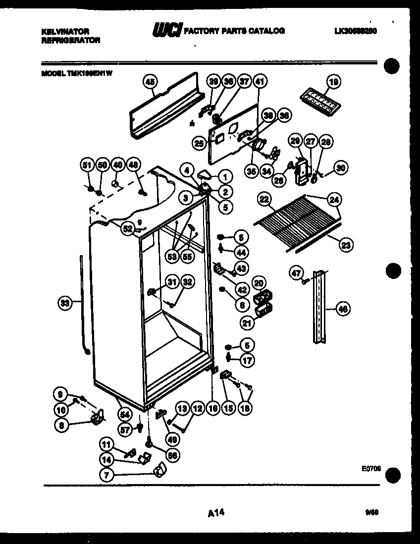 Kelvinator TMK180EN1V cabinet parts diagram