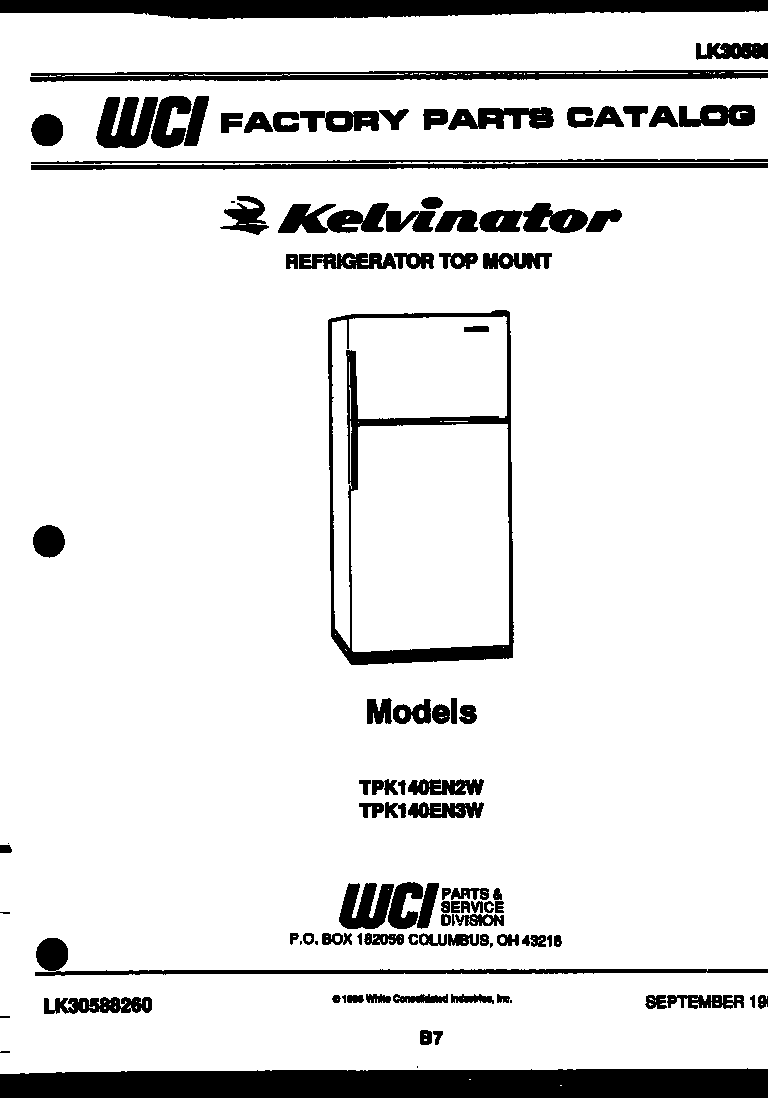 Kelvinator TPK140EN3F cover page diagram