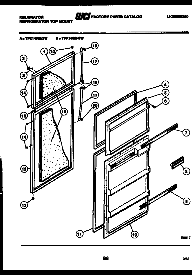 Kelvinator TPK140EN3F door parts diagram