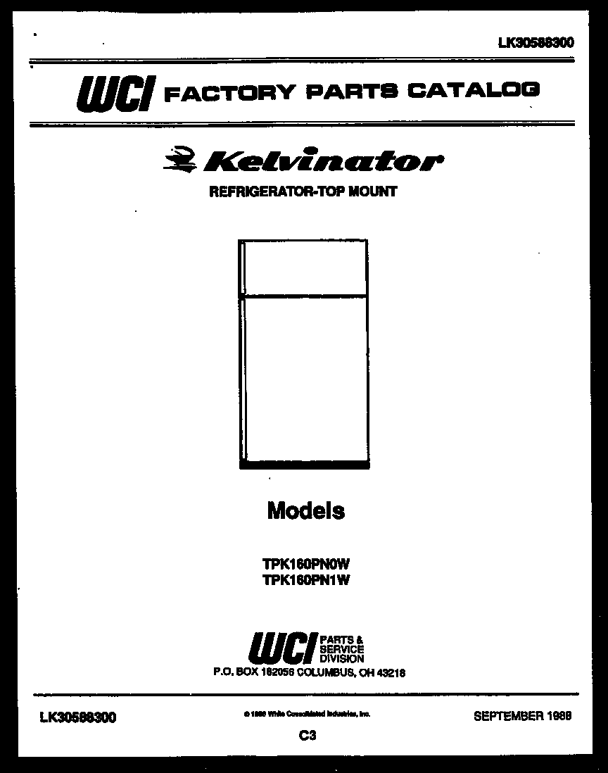 Kelvinator TPK160PN0D cover page diagram