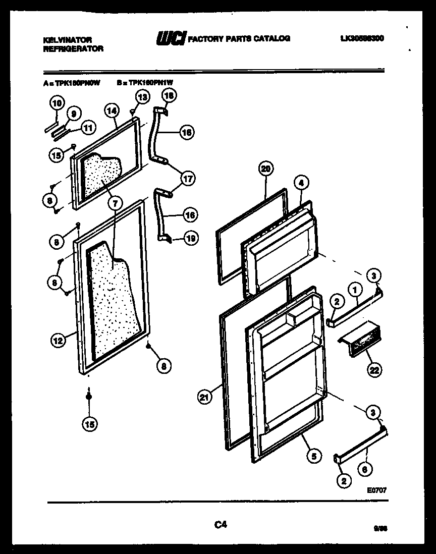 Kelvinator TPK160PN0D door parts diagram