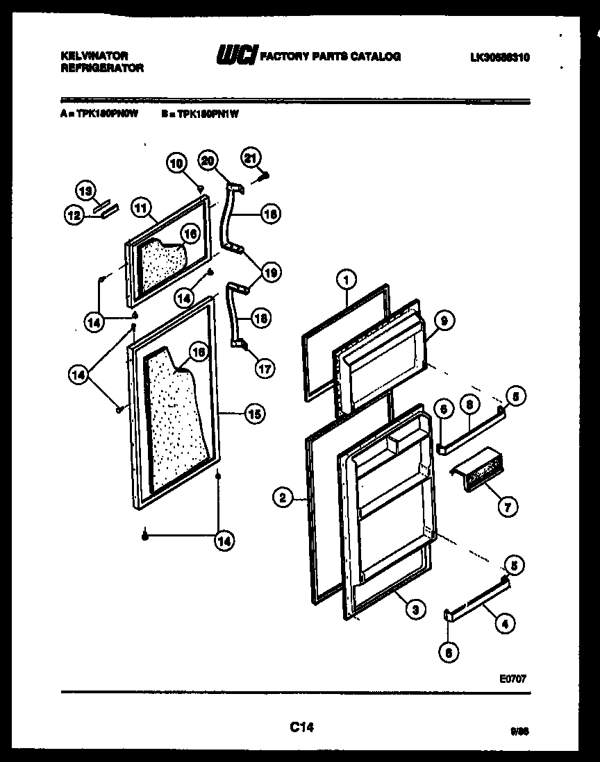 Kelvinator TPK180PN0T door parts diagram