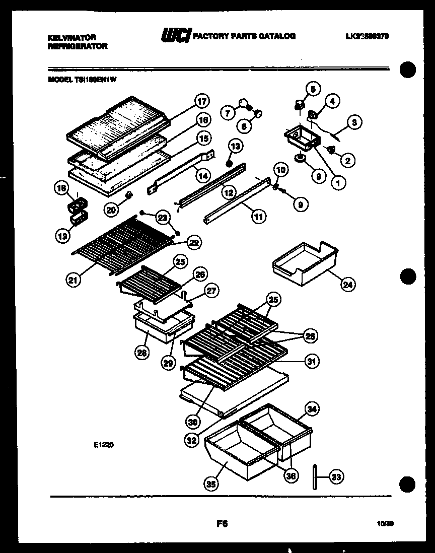 Kelvinator TSI180EN1V shelves and supports diagram