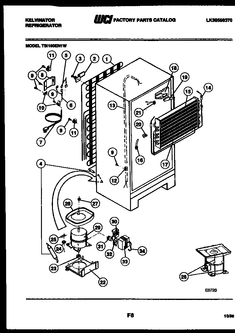 Kelvinator TSI180EN1V system and automatic defrost parts diagram