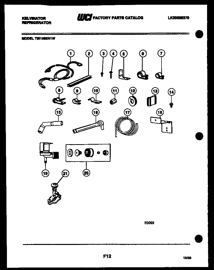 Kelvinator TSI180EN1V ice maker installation parts diagram