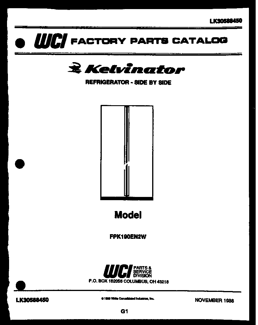 Kelvinator FPK190EN2V front cover diagram