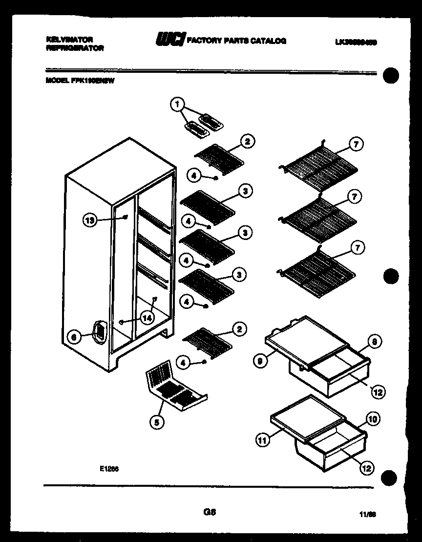 Kelvinator FPK190EN2V shelves and supports diagram
