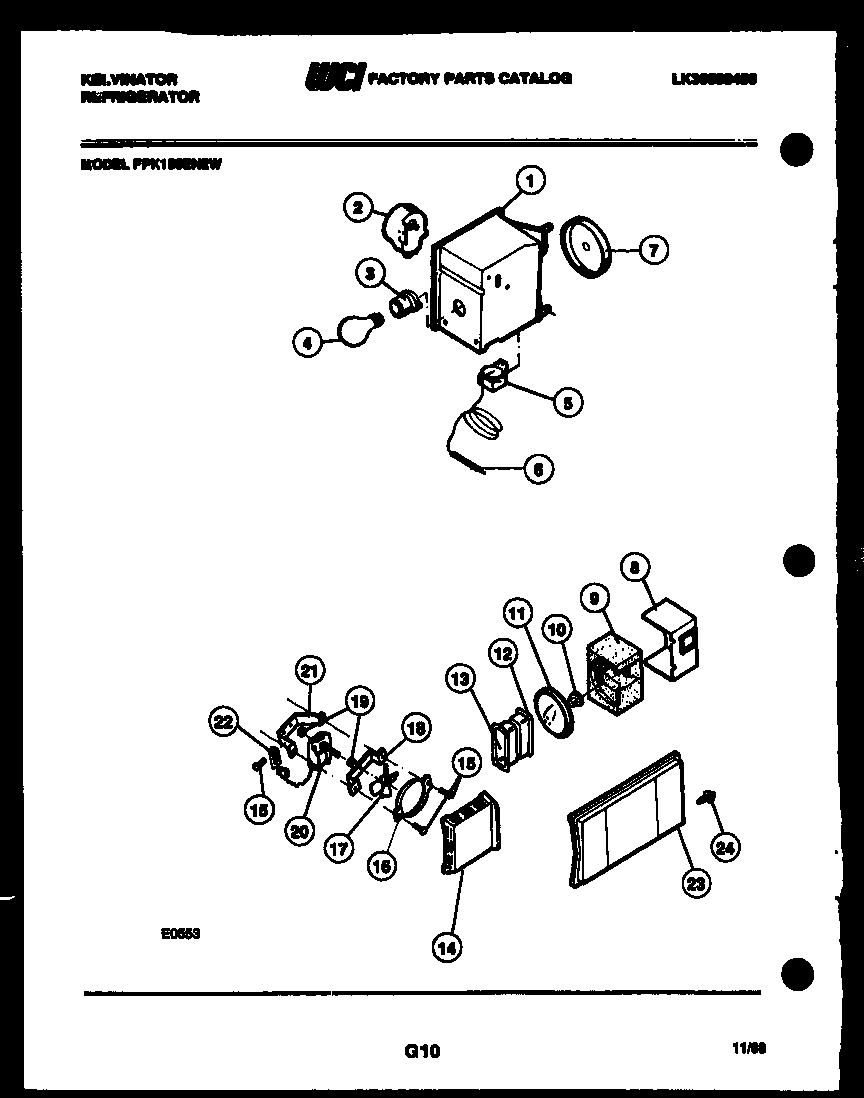Kelvinator FPK190EN2V refrigerator control assembly, damper control assembly and f diagram