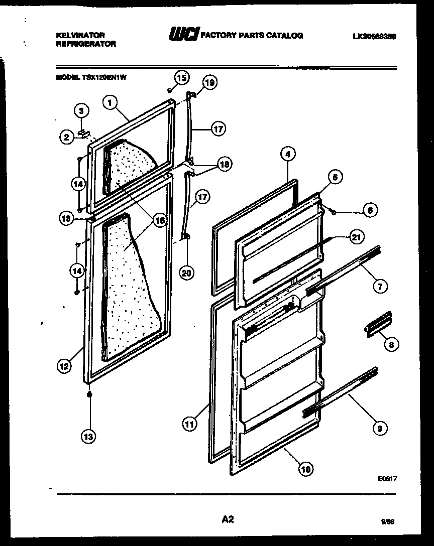 Kelvinator TSX120EN1V door parts diagram
