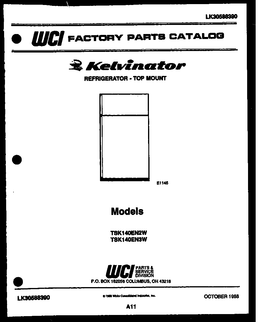 Kelvinator TSK140EN2W cover page diagram