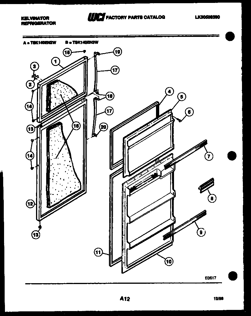 Kelvinator TSK140EN2W door parts diagram