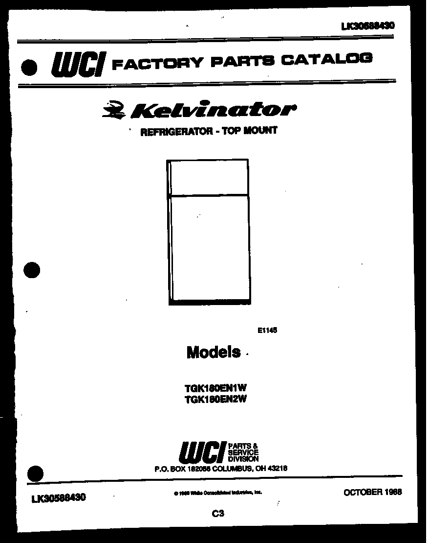 Kelvinator TGK180EN1D cover page diagram