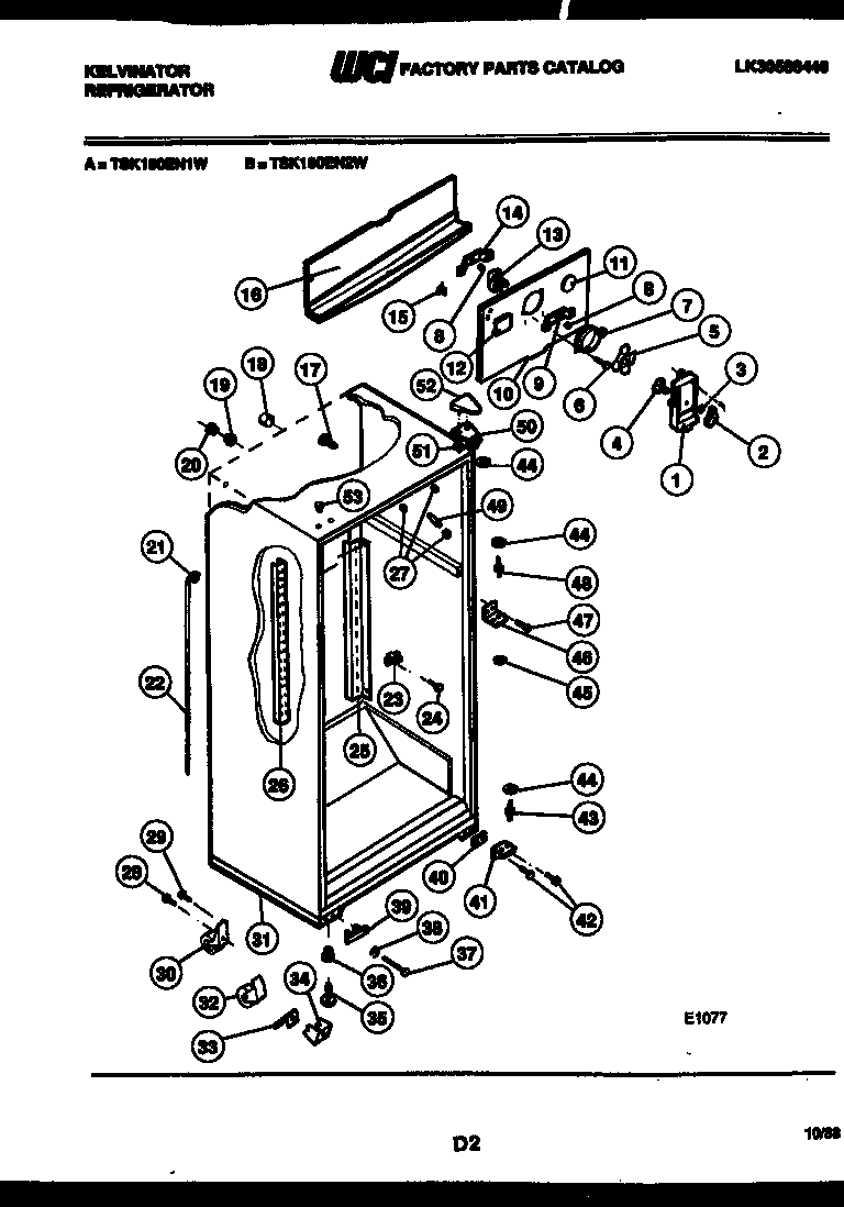 Kelvinator TSK180EN2V cabinet parts diagram