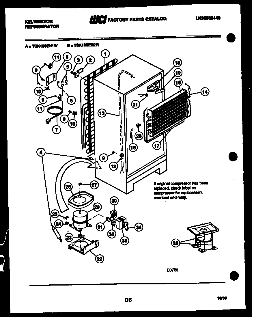 Kelvinator TSK180EN2V system and automatic defrost parts diagram