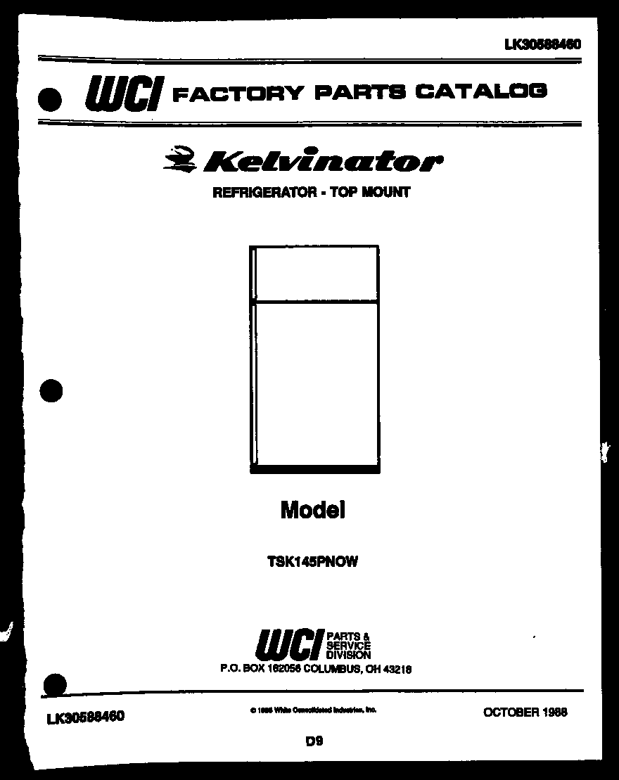 Kelvinator TSK145PN0W cover page diagram
