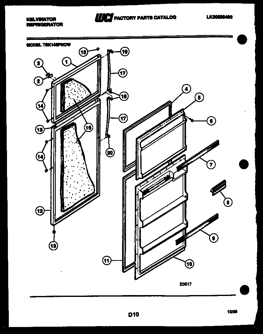 Kelvinator TSK145PN0W door parts diagram