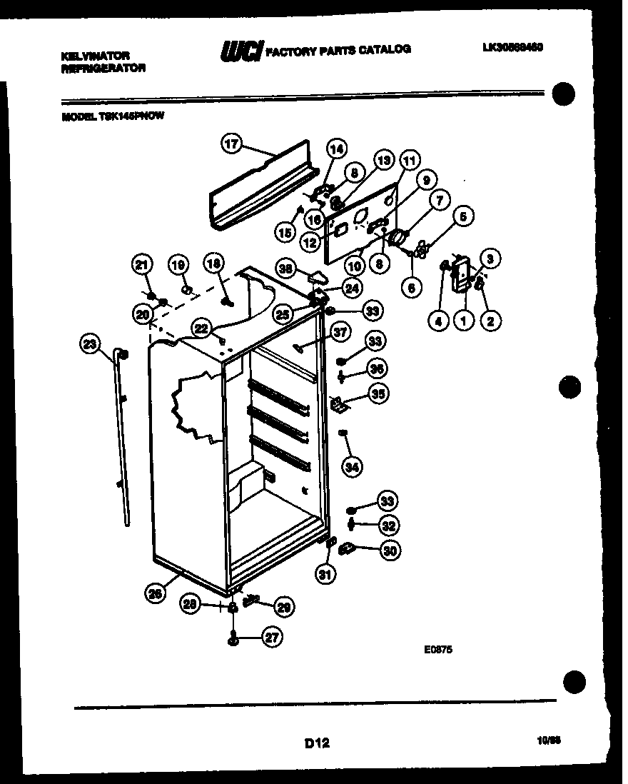 Kelvinator TSK145PN0W cabinet parts diagram