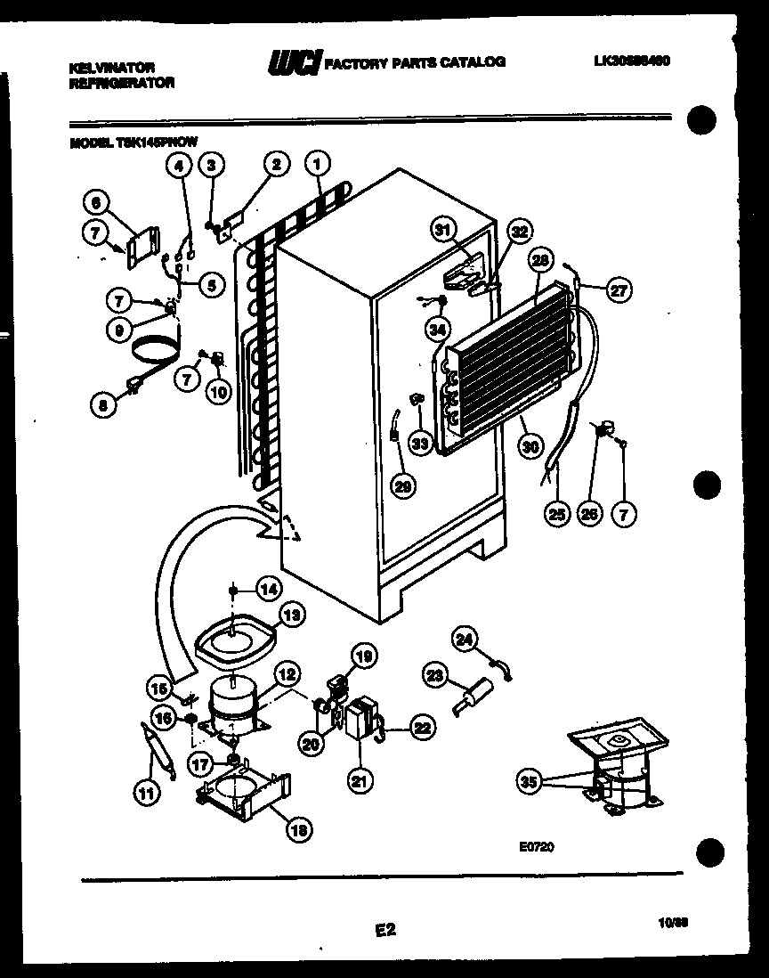 Kelvinator TSK145PN0W system and automatic defrost parts diagram