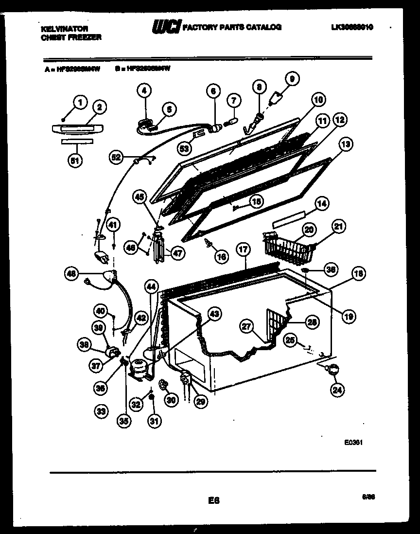 Kelvinator HFS260SM4W chest freezer parts diagram