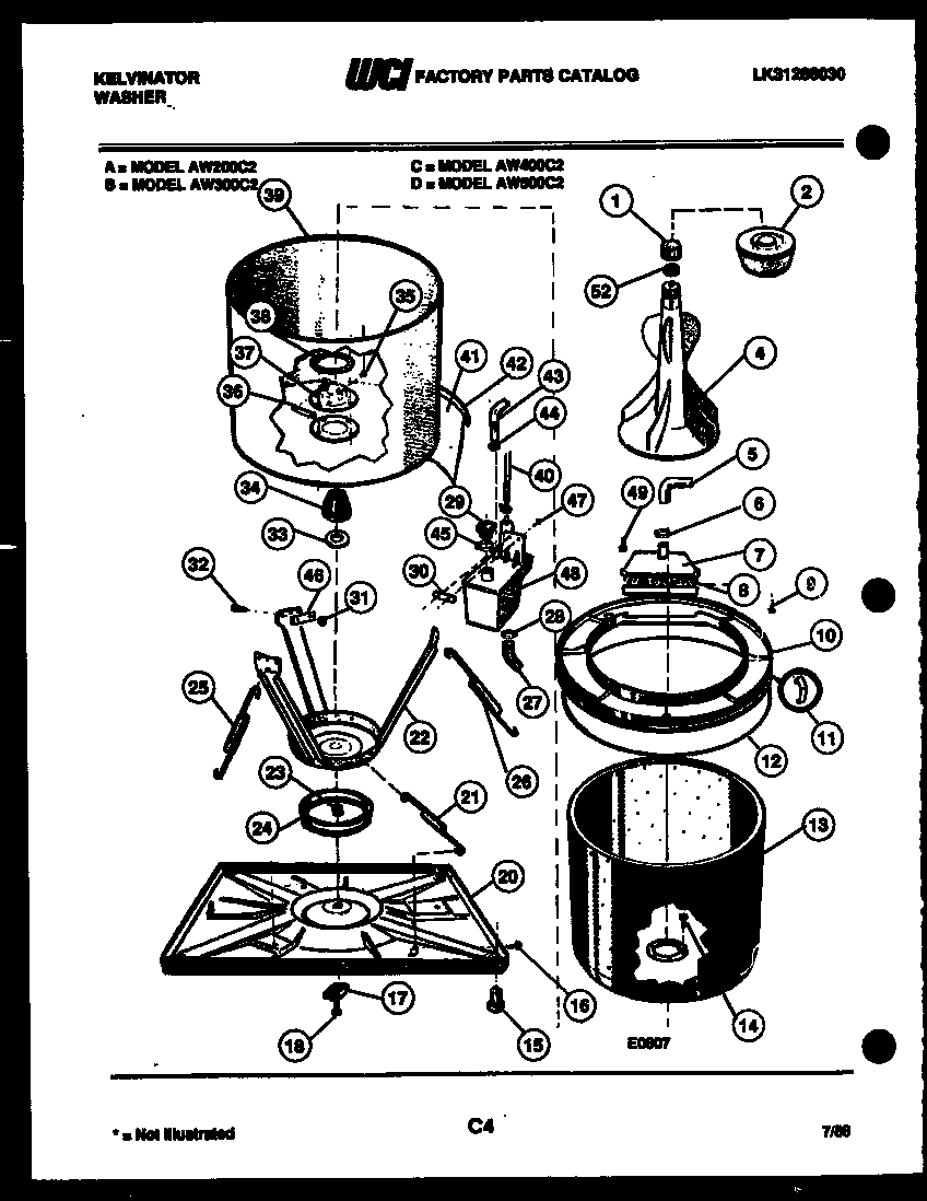 Kelvinator AW400C2W tub detail diagram