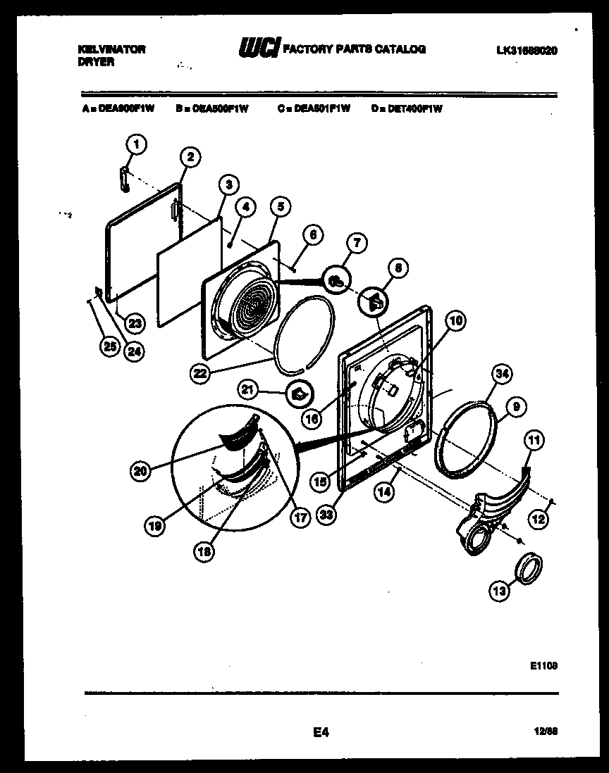 Kelvinator DEA500F1T door parts diagram