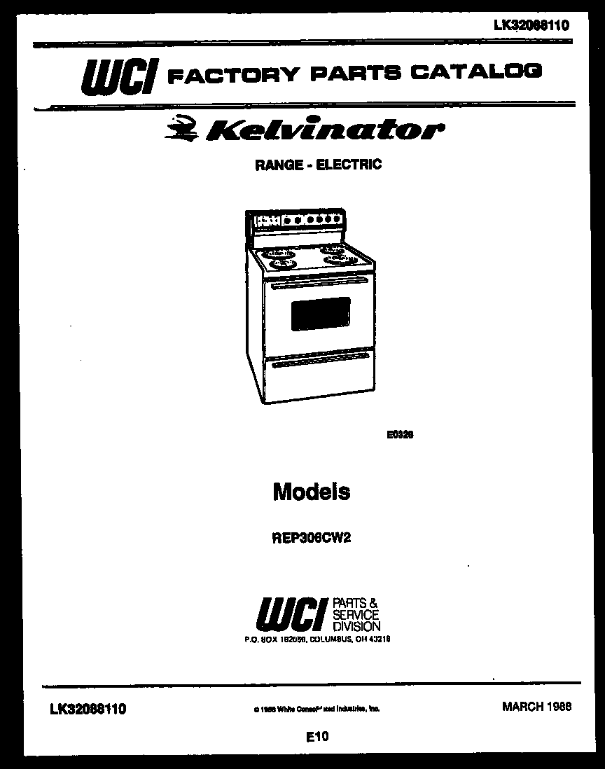 Kelvinator REP306CW2 cover diagram