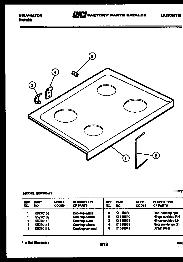 Kelvinator REP306CW2 cooktop parts diagram
