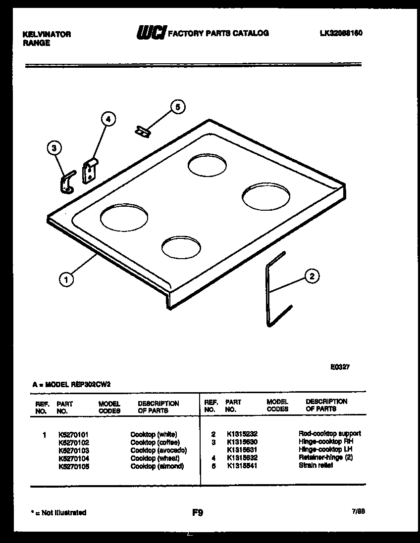 Kelvinator REP302CW2 cooktop parts diagram