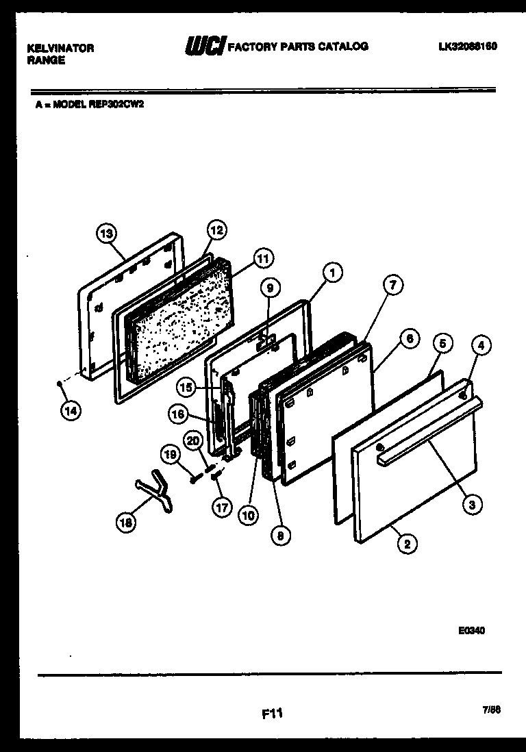 Kelvinator REP302CW2 door parts diagram