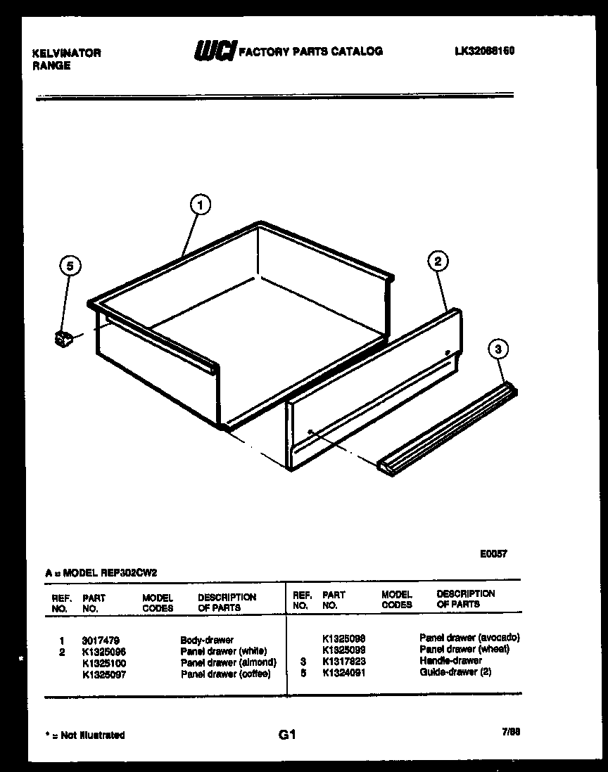 Kelvinator REP302CW2 drawer parts diagram